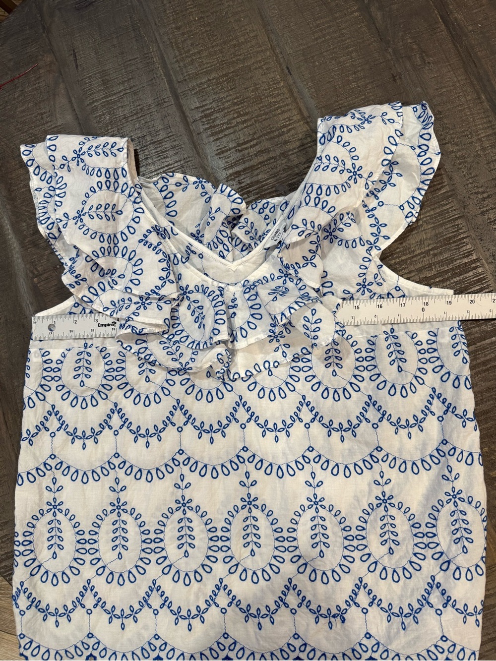 crown & ivy White Camisole with Blue Embroidered Ruffles - Picture 5 of 5